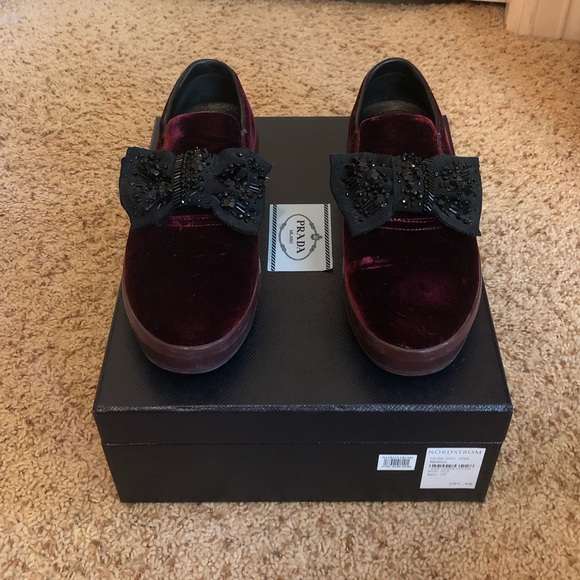 Prada Velvet Black Bow Sneaks - Picture 1 of 8